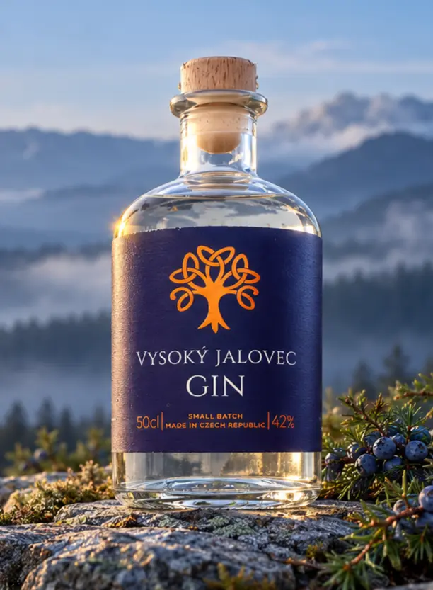 Láhev London Dry Ginu Vysoký jalovec